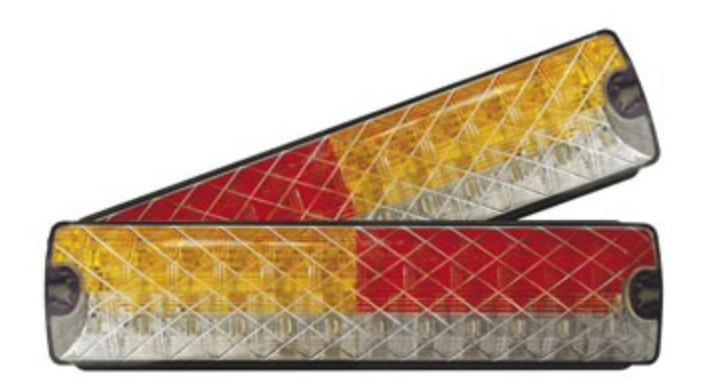 LED Rear Combination Lamp Kit 10-30V Stop/Tail/Ind/Rev Surface Mount 204X40mm