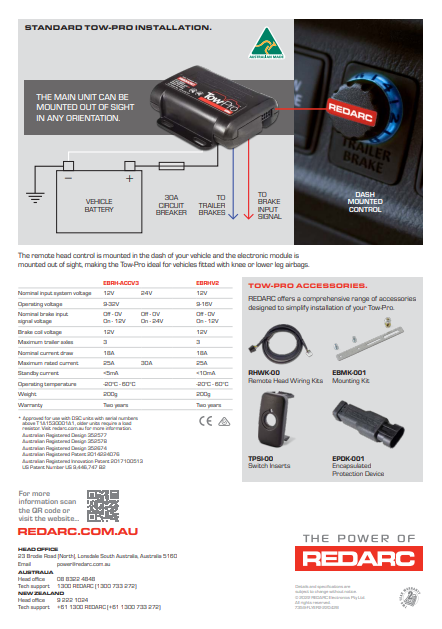 TOWPRO CLASSIC BRAKE CONTROLLR 12V 1,2 OR 3 AXLE INTERNAL MNT