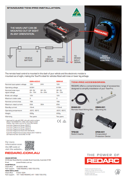 TowPro Elite Brake Controller 12/24V 1, 2 or 3 Axle Internal